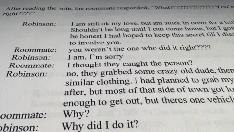 Full Message Exchange Between Charlie Kirk Suspect and Roommate