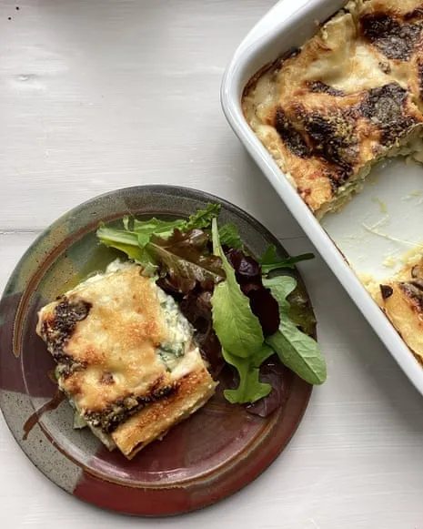 A Classic Dish for Lasagne with Zucchini and Three Cheeses